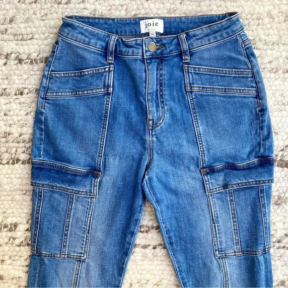Joie High Rise Cargo Utility Straight Leg Jeans, Size 29 - Picture 3 of 11